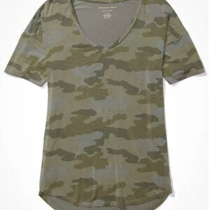American Eagle Oversized Soft & Sexy Camo V-Neck T-Shirt